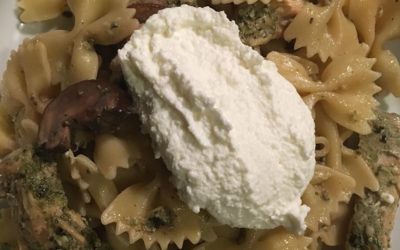 Pesto Genovese Chicken with Portobello Mushrooms and Bow tie Pasta